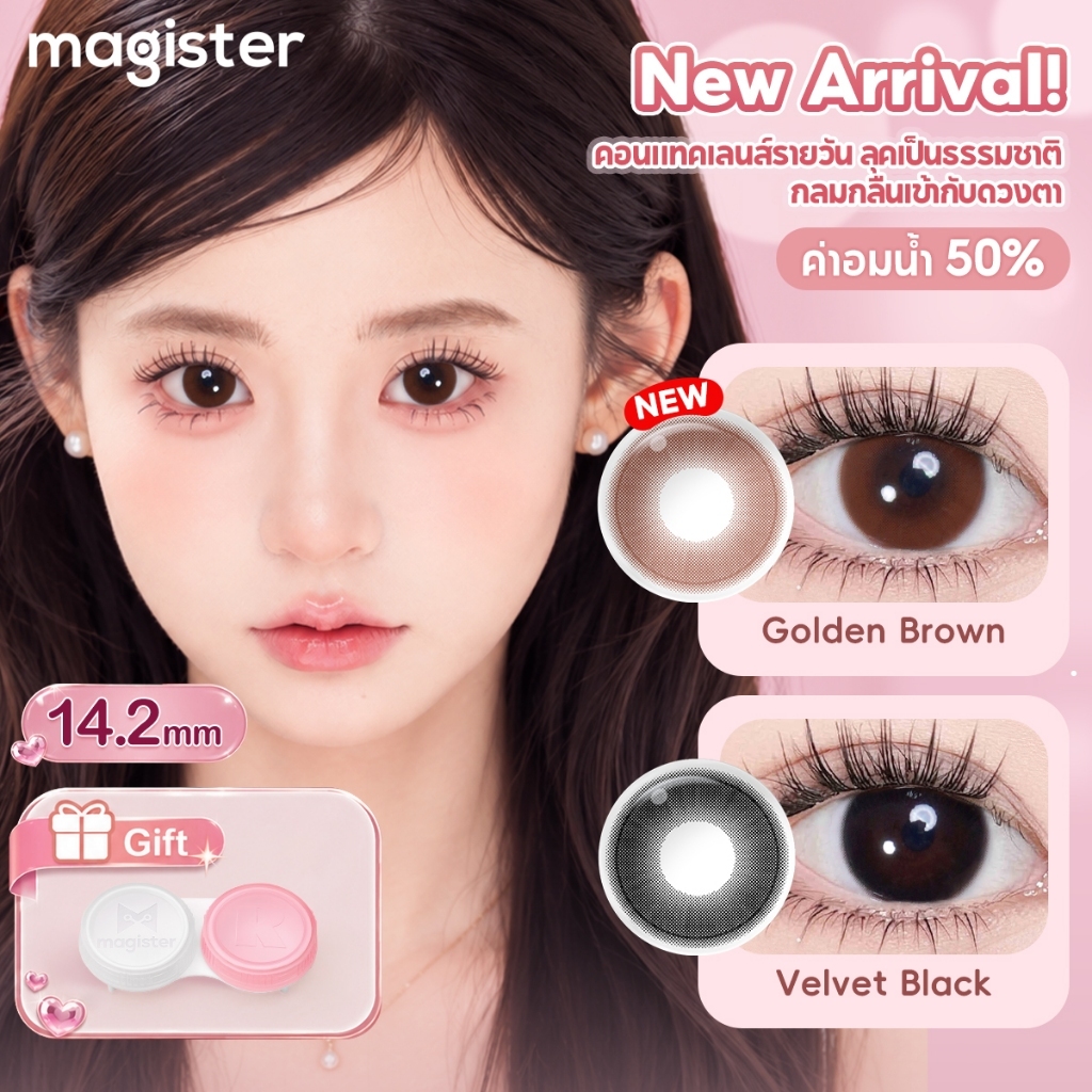 Magister คอนแทคเลนส์รายวัน 10Pcs (5คู่) DIA14.2MM Brown / Black Contact Lens ธรรมชาติ