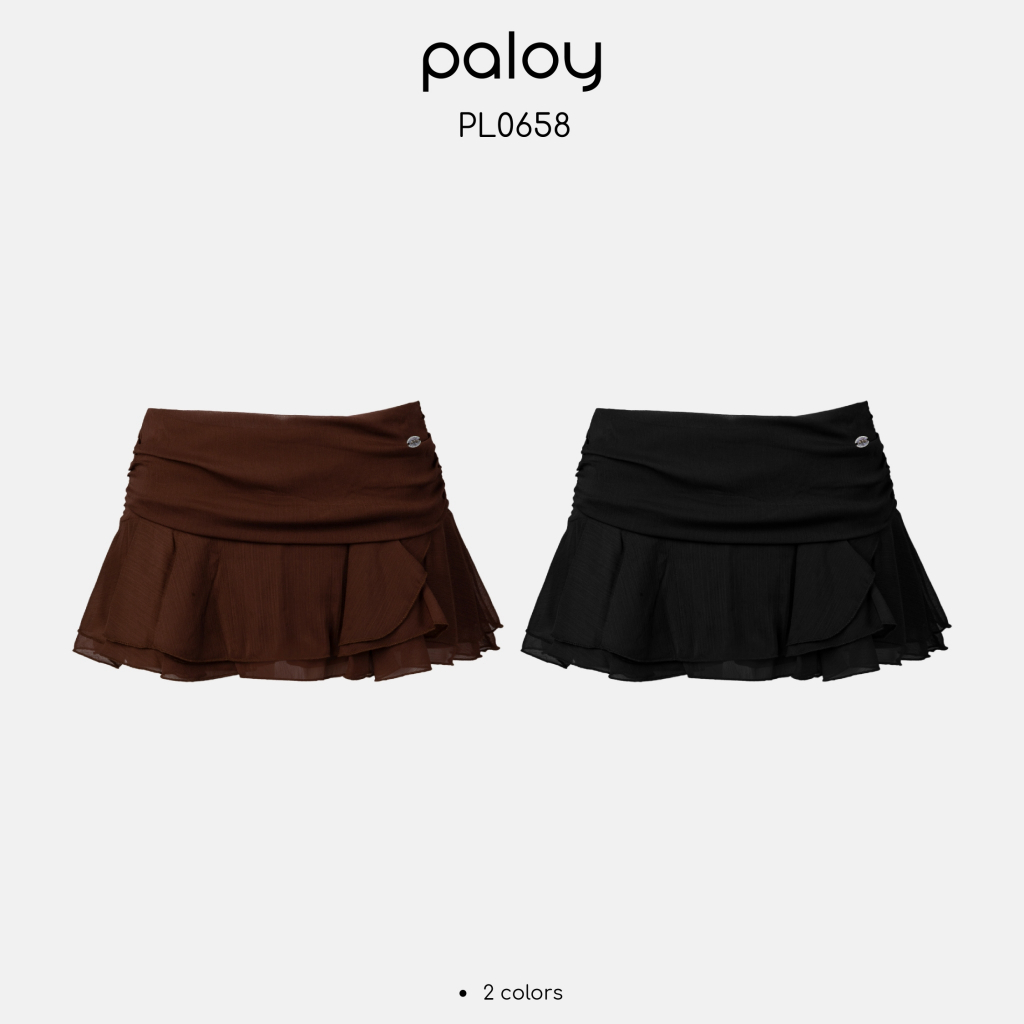 Paloy - PL0658 Ruffle Mini Skirt กระโปรงเอวต่ำ ผ้าพริ้ว มีซับใน