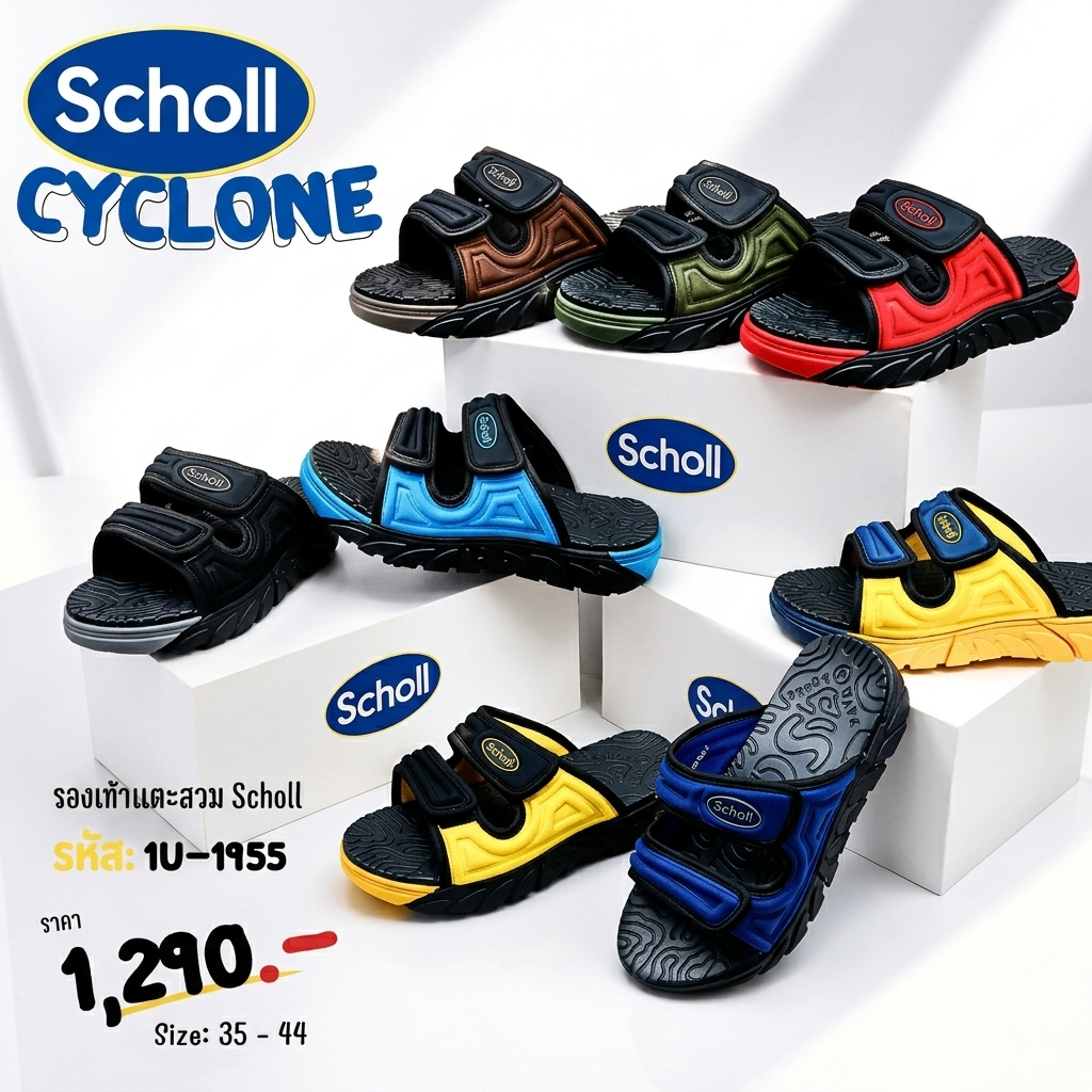 SCHOLL CYCLONE ไซโคลน รองเท้าสกอลล์  รุ่น : 1U-1955 Sz. 36 - 44 มี 6 สี