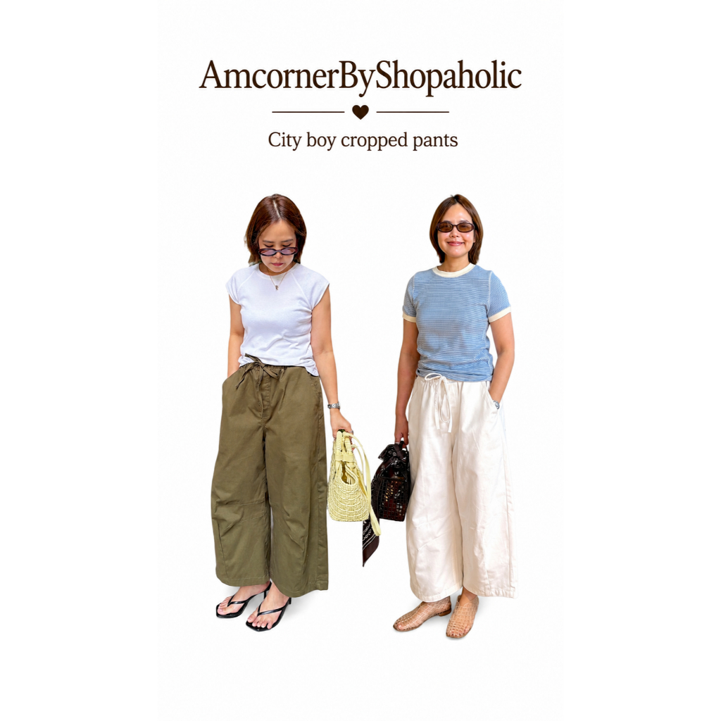 AMCORNER City boy cropped pants ผ้าcottonเนื้อกางเกง ผ้านุ่มใส่สบาย เป็นทรง กางเกงผู้หญิง