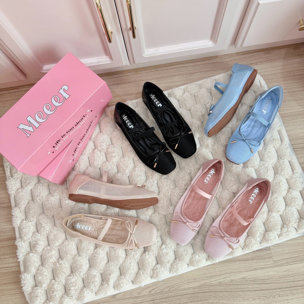 รองเท้าหน้าโบว์ผ้าตาข่าย Meeer Your Netty Bow รองเท้าคัชชู ตาข่าย ผูกโบว์ มีสายคาดแมรี่เจน