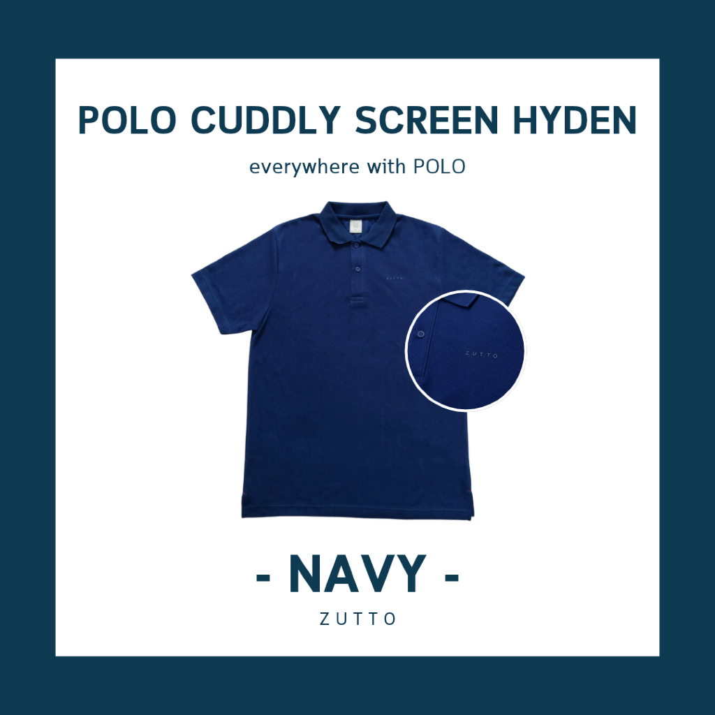 ZUTTO เสื้อโปโลพรางพุง รุ่น Cuddly ปัก Zutto สีกรมท่า (Navy) เสื้อผ้าคนอ้วน เนื้อผ้าหนานุ่ม