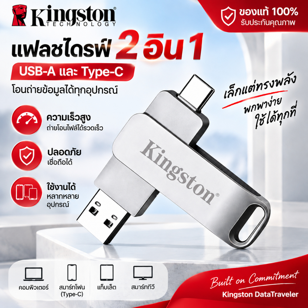 แฟลชไดรฟ์ Kingston 2tb 1tb 512gb  type-c usb ความเร็วสูง OTG แฟลชไดรฟ์ type c Andrio