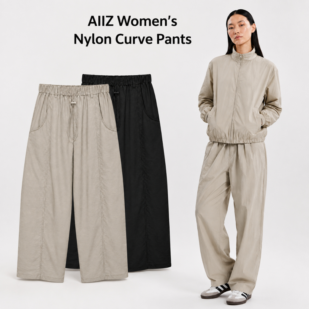 AIIZ (เอ ทู แซด) - AIIZ กางเกงผู้หญิงขายาวผ้าไนลอนทรง Curve AIIZ Women's Nylon Curve Pants