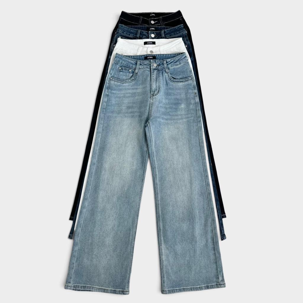 Atipashop - Fixen Jeans (#AA6019) กางเกงยีนส์ ขายาว ทรงขากระบอก ตรง เอวสูง