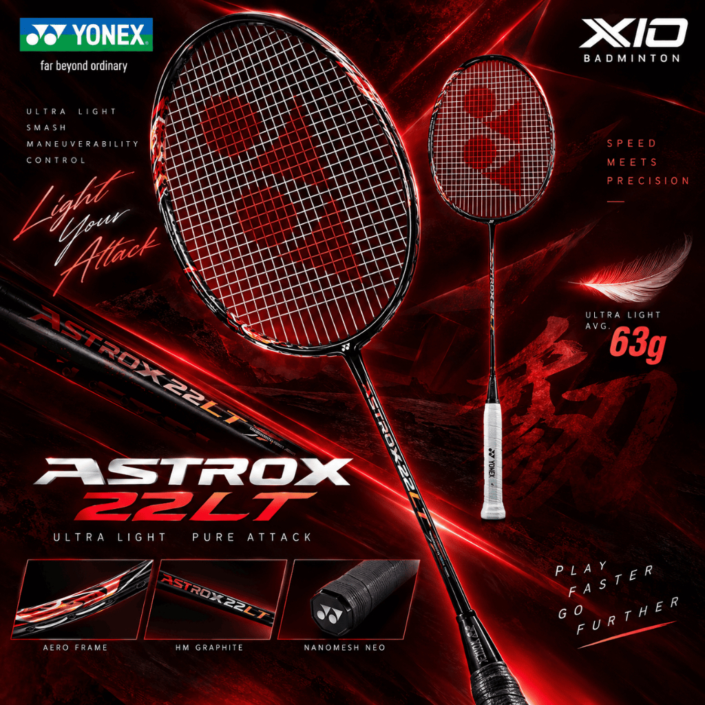 YONEX ASTROX 22 LT ไม้แบดมินตัน Yonex 3F 63g ไม้เบา Head Heavy ก้านกลาง ตบไว คล่องตัว ของแท้