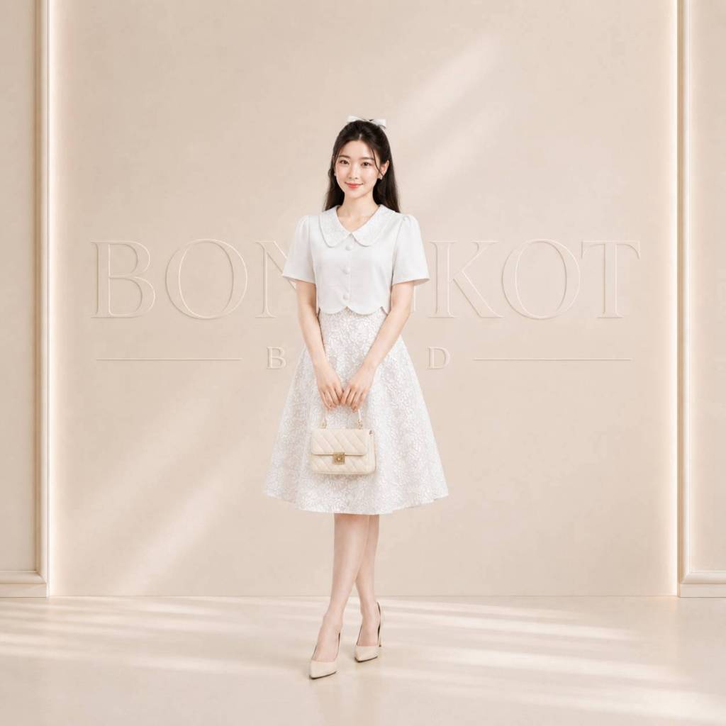 NL21 AmelieDress( อเมลี ) เดรสเดรสออกงาน ชุดทำงานคอปกแต่งกระดุมดีเทลสวยสุภาพเรียบหรู ยาว40นิ้ว รูปที่ 3