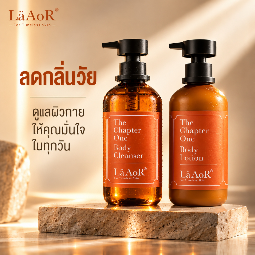 LäAoR² [ชุดเซ็ตสบู่เจลอาบน้ำและโลชั่นทาผิว] ผลิตภัณฑ์ลดกลิ่นวัย SilverAge หอม ชุมชื้น 300ml.
