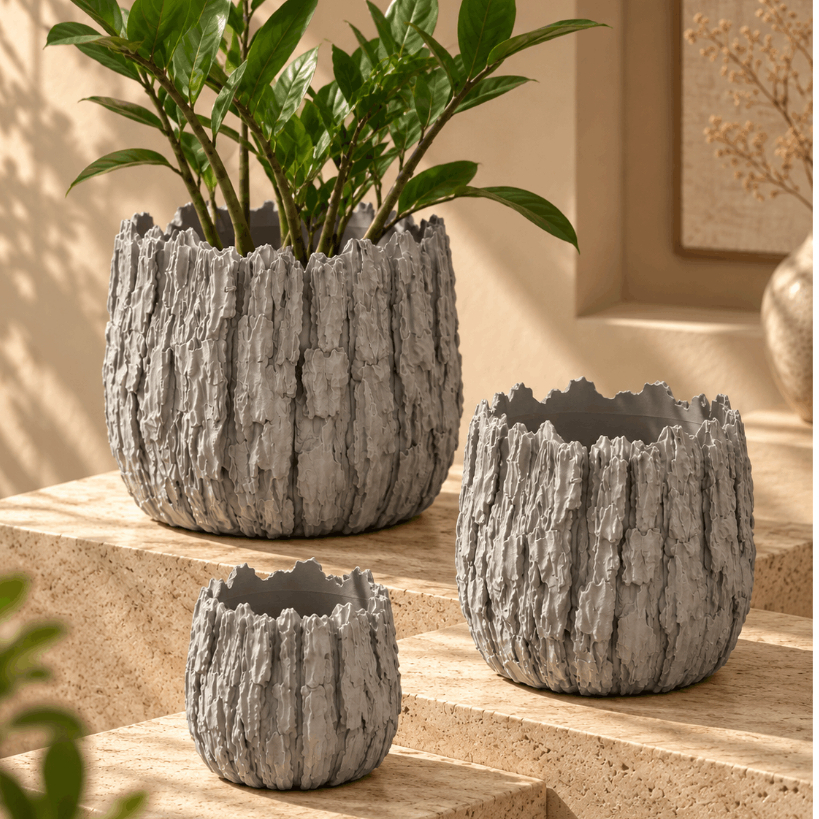 SASARN DESIGN แจกันสไตล์ธรรมชาติ ลายหิน/ไม้เหมาะกับการตกแต่งภายใน
