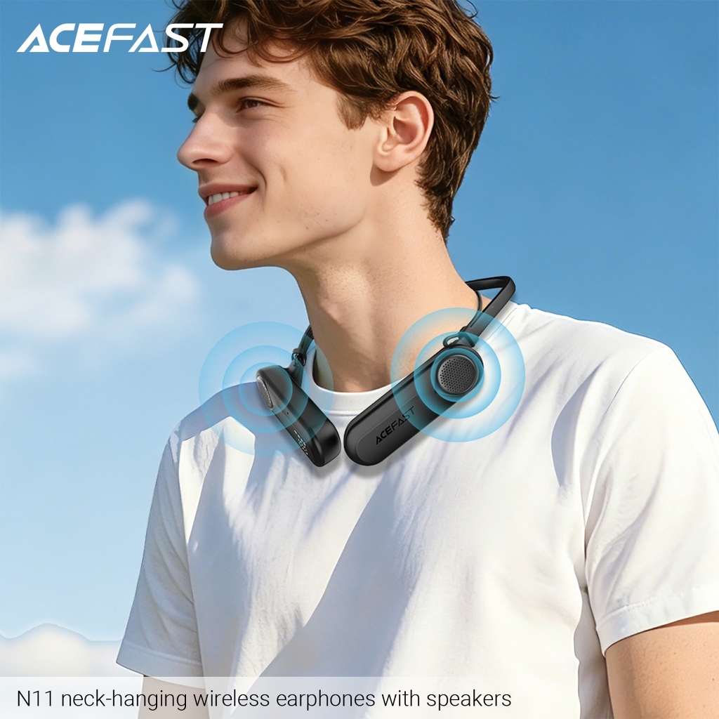 ACEFAST N11 หูฟังคล้องคอ Bluetooth 6.0 ลำโพงในตัว 4 ตัว แบต 90ชม. IPX4