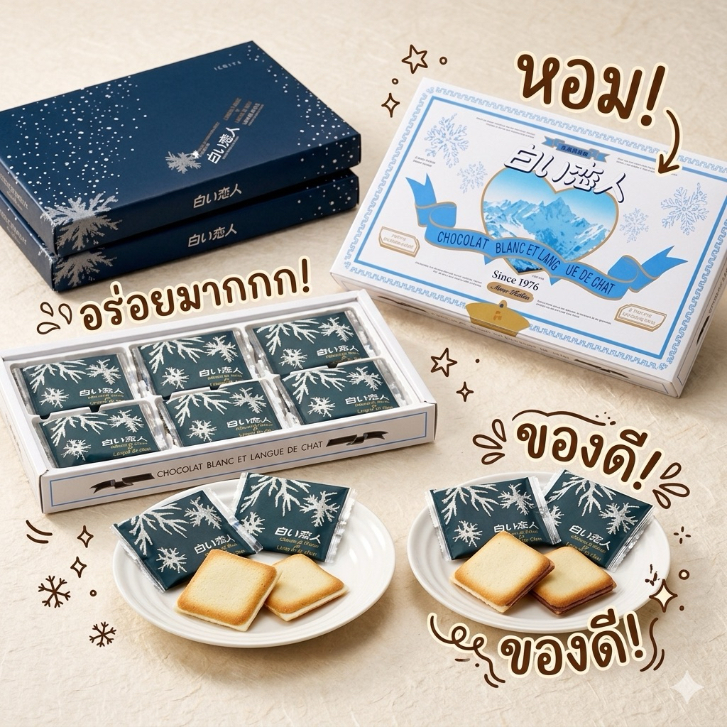 Shiroi koibito ขนมคุกกี้สอดไส้ช็อกโกแลต ของฝากสุดฮิตจากญี่ปุ่น