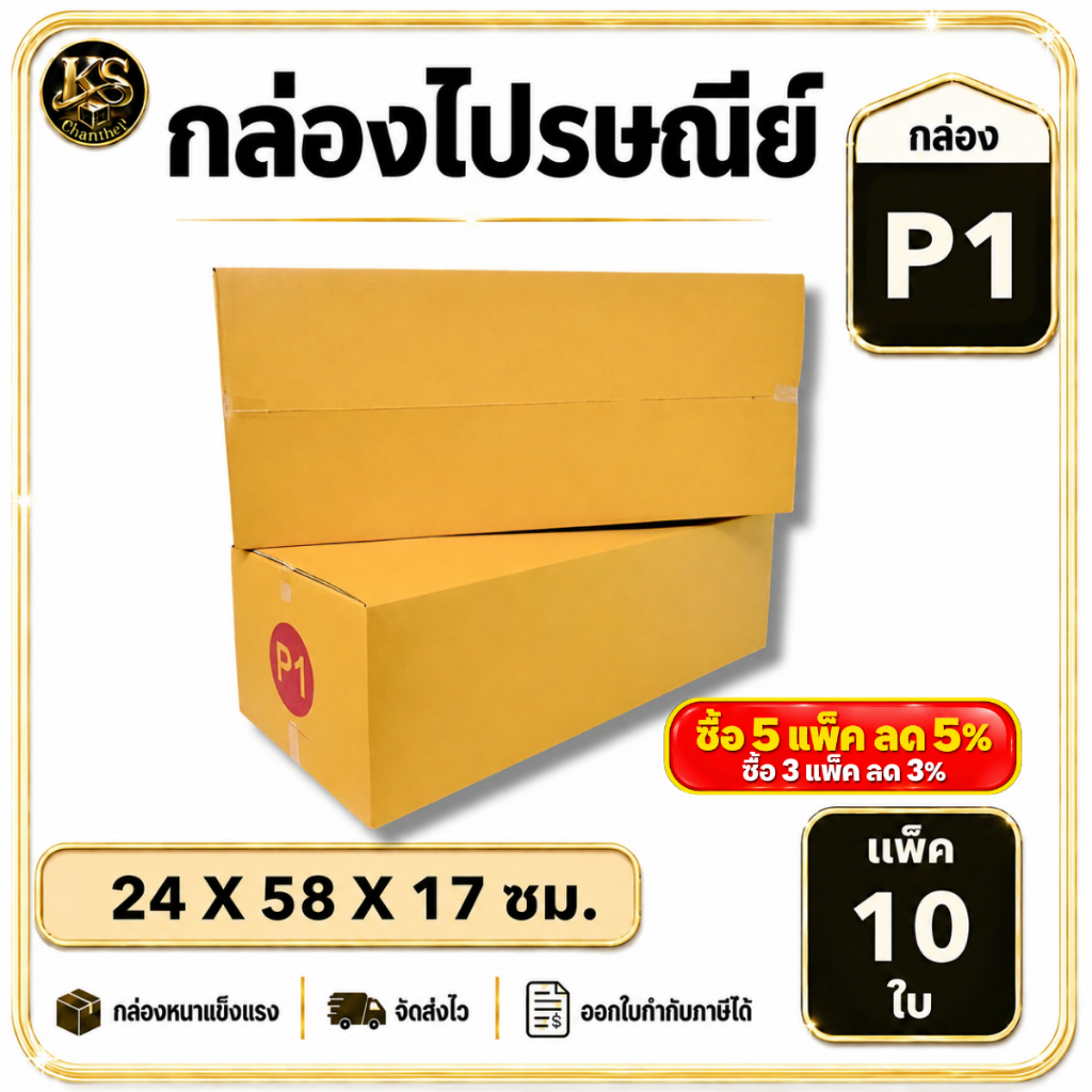 กล่องเบอร์ P1 [10ใบ] กล่องพัสดุ กล่องไปรษณีย์