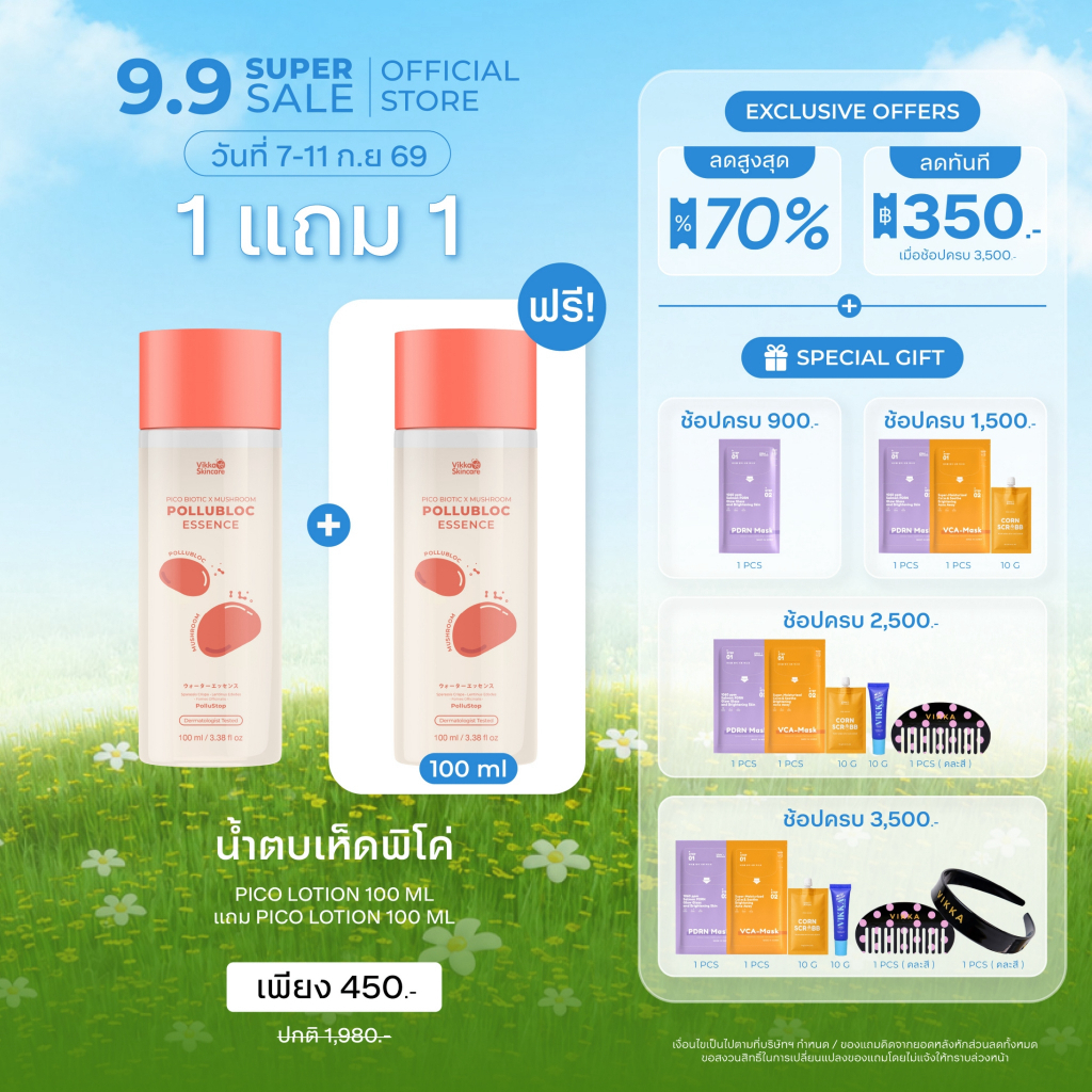 ซื้อ 1 แถม 1! VIKKASKINCARE PICO LOTION PROBIOTIC MUSHROOM 100ML 1 ขวด น้ำตบเห็ด พิโค่ บำรุงผิวแข็งแรง เติมความชุ่มชื้น