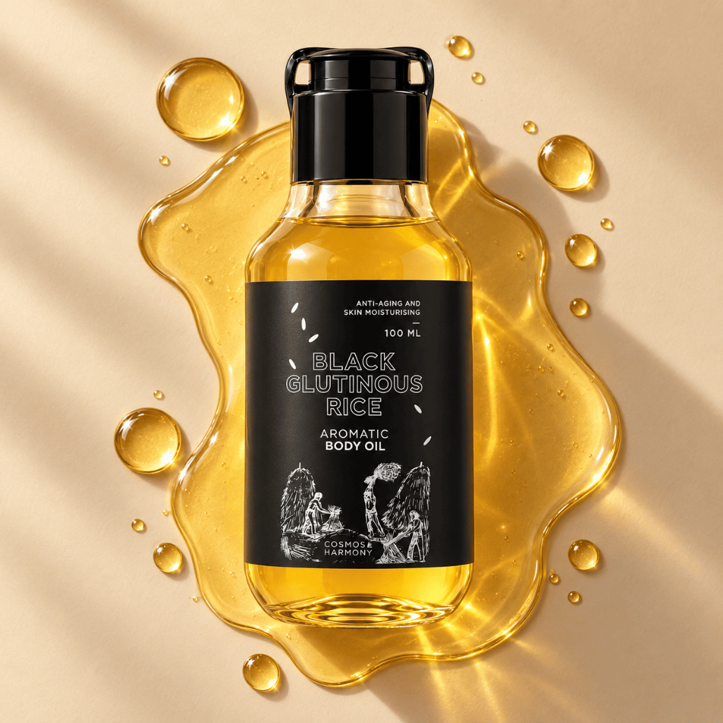 Cosmos & Harmony Black Glutinous Rice Aromatic Body oil ออยล์บำรุงผิวกาย สารสกัดข้าวเหนียวดำ ผิวนุ่ม