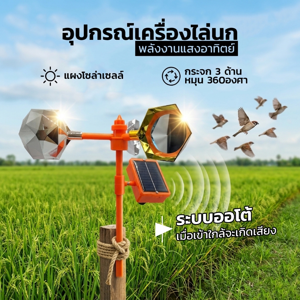 เครื่องไล่นก กลางแจ้งพลังงานแสงอาทิตย์ อัลตราโซนิคขับไล่นก กันน้ำ อัลตราโซนิก