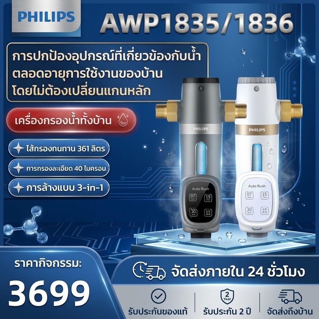 Philips water AWP1835 pre-filter ตัวกรองน้ำประปา ตัวกรองน้ำก่อนเข้าบ้าน อุปกรณ์สำหรับเครื่องกรองน้ำ 