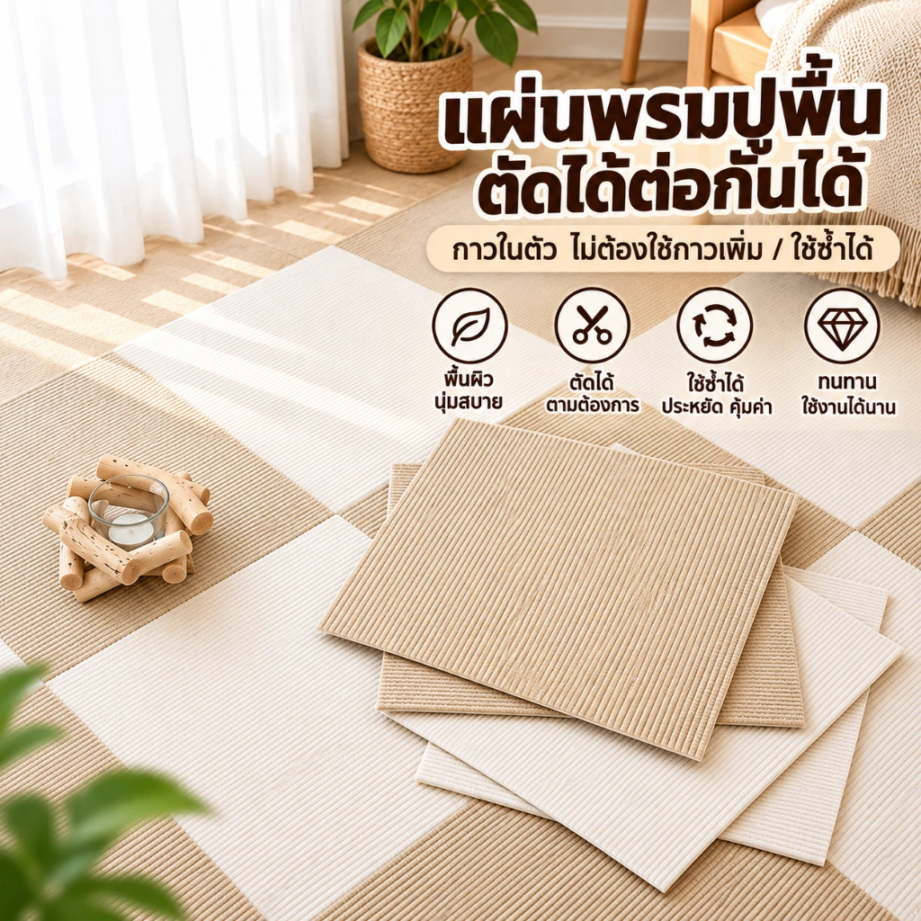 30*30 ซม พรมห้องนั่งเล่น พรมปูพื้นห้องนอน กระเบื้องปูพื้นแบบประสาน พื้นรองผ้าพันต่อ สำหรับสำนักงานและบ้าน