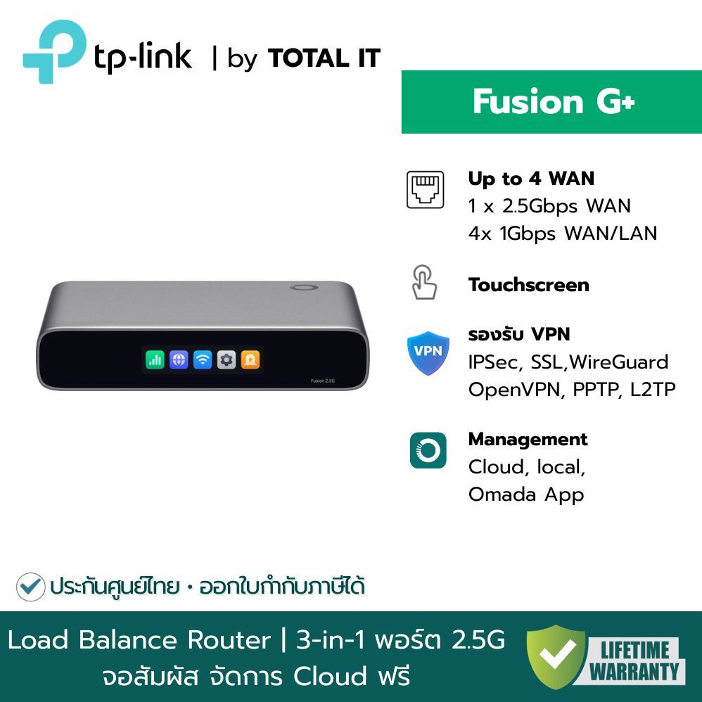 TP-Link Omada Fusion G+ เราเตอร์ 2.5G 5 Port VPN Gateway มี Cloud Controller ในตัว ประกันศูนย์