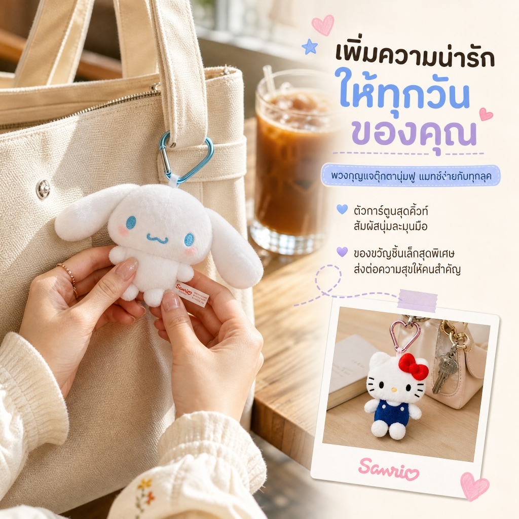 พวงกุญแจตุ๊กตานุ่ม หัวใจ ห้อยกระเป๋า ของแท้ คุโรมิ คิตตี้ เมโลดี้ ของขวัญน่ารัก พร้อมส่ง