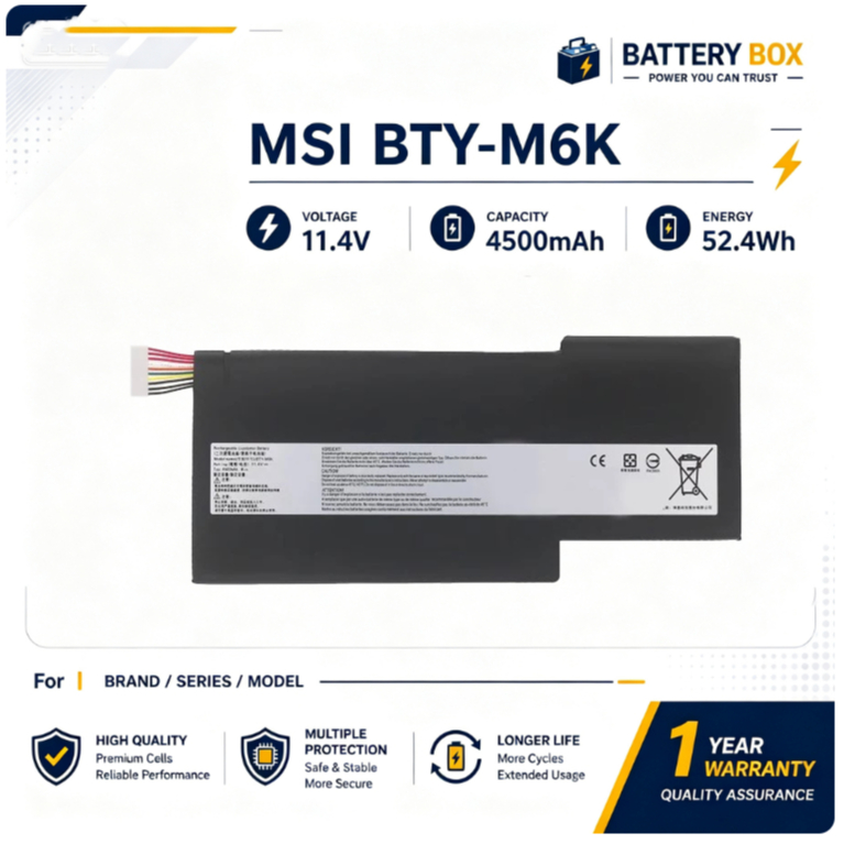 NEW BTY-M6K Battery ( for MSI GF63 GF75 Series ) MSI Battery Notebook
