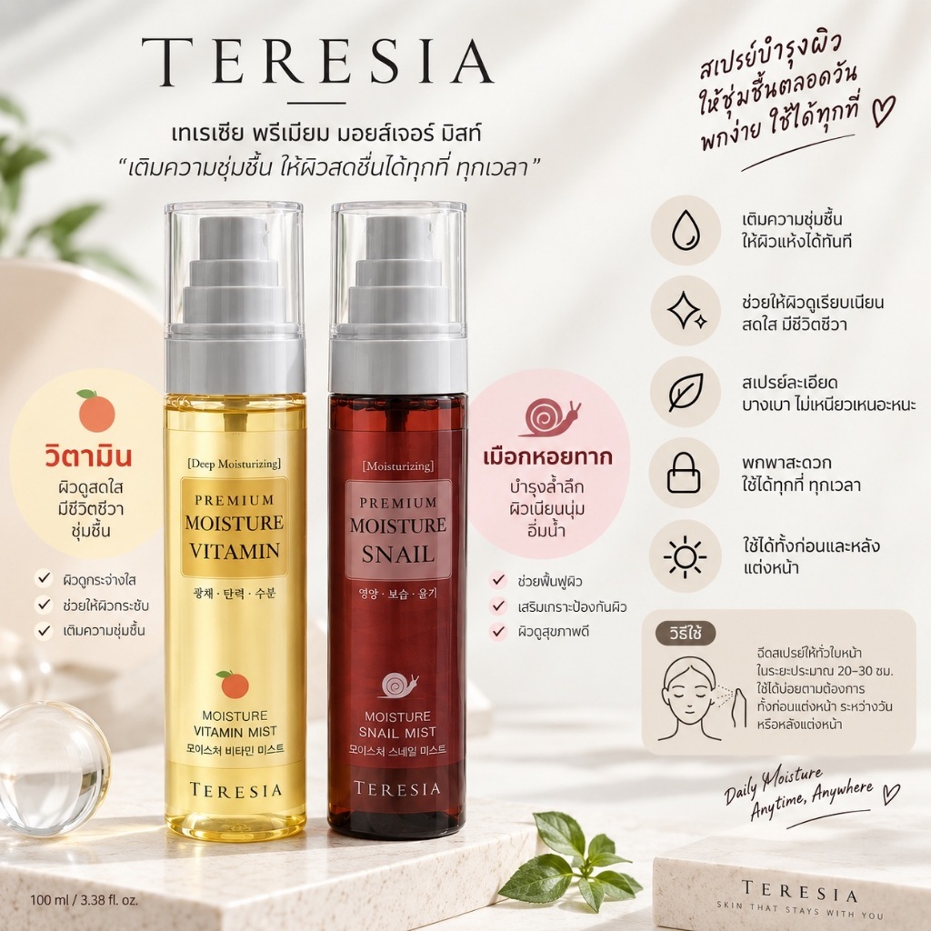 [สเปรย์เติมความชุ่มชื้น 3 สูตร] TERESIA Premium Moisturizing Mist 100ml
