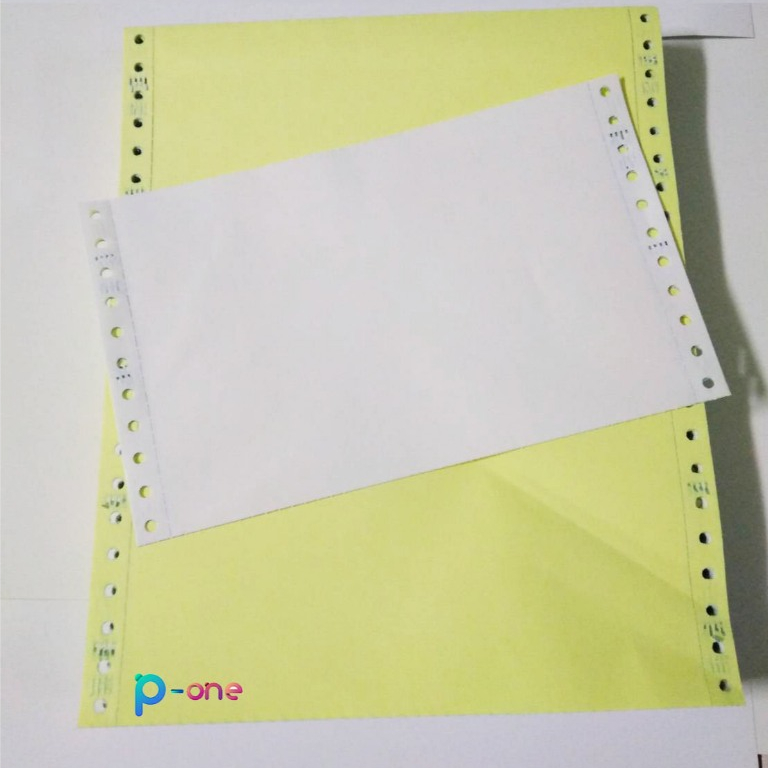 กระดาษต่อเนื่อง เคมีในตัว 2 ชั้น  9*5.5 นิ้ว  (แพ็ค 100 ชุด) P1สีขาว P2สีเหลือง