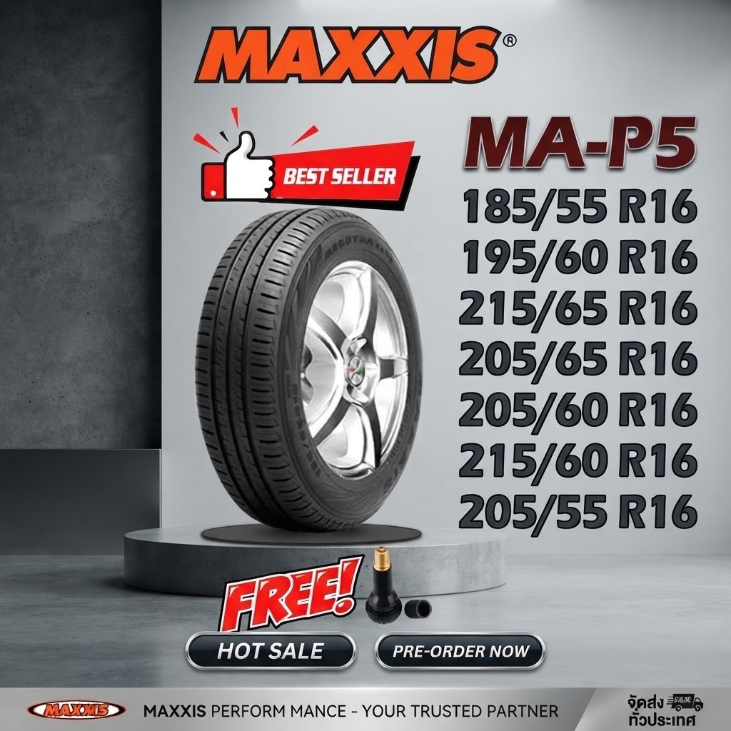 ยางรถยนต์ ขนาด 215/65R16 ,205/65R16 ,205/60R16 ,215/60R16 ,195/60R16 ,205/55R16 ,185/55R16 MAP5 ยี่ห