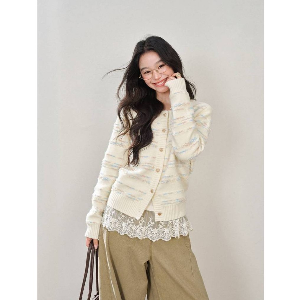 [Preorder] KUOSE : Textured Striped Cardigan
