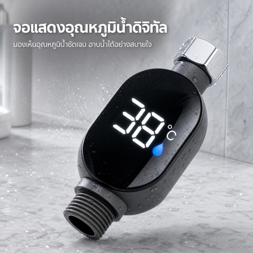 ก๊อกน้ำอัจฉริยะ จอแสดงอุณหภูมิ LED 0-99°C กันน้ำ ใช้พลังงานน้ำ ติดตั้งง่าย ทนทาน สำหรับครัวและห้องน้ำ พร้อมส่ง