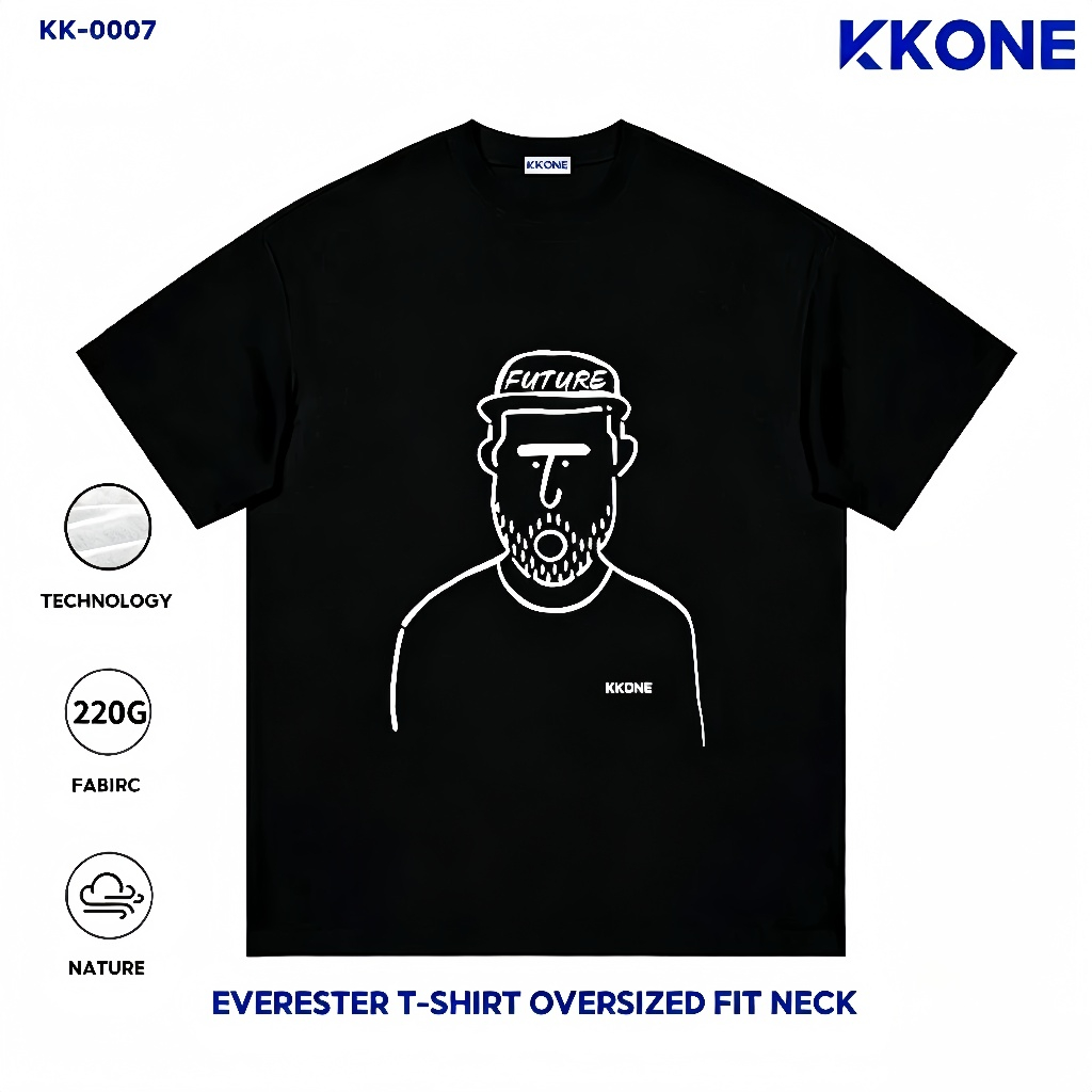 KKONE [ชายที่มีหนวดเคราหนาแน่น] Oversize T-Shirt Cotton 100% ความผ่อนคลาย  เทรนด์แฟชั่นเหมาะสำหรับทั้งชายและหญิง