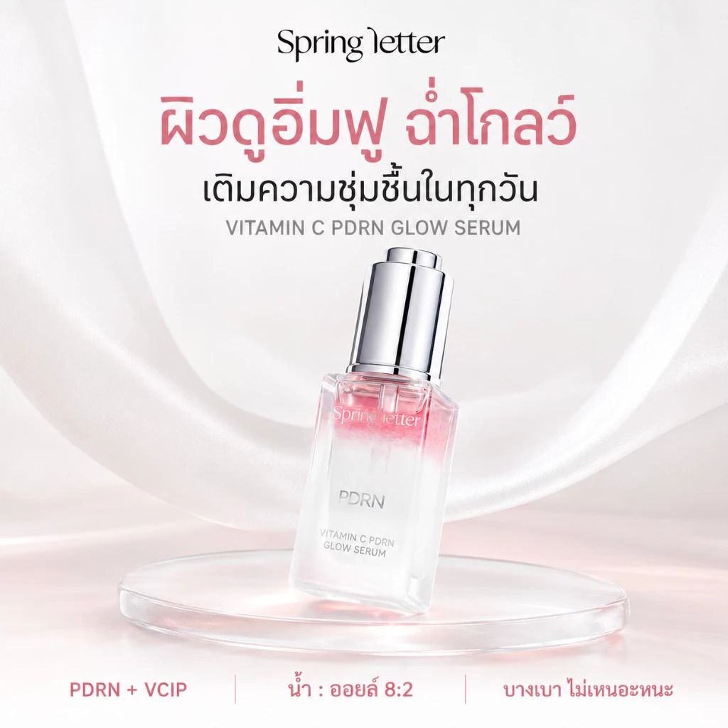 Spring letter PDRN เซรั่มออยล์ วิตามินซี เติมความชุ่มชื้น ผิวนุ่มอิ่มฟู บางเบา ไม่เหนอะหนะ
