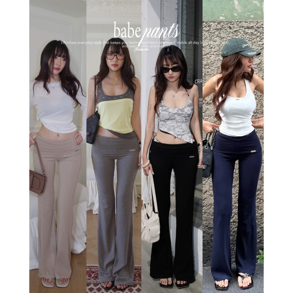 ICEBLINK l babe pants vol.2 กางเกงยาวขาม้า เอวพับ