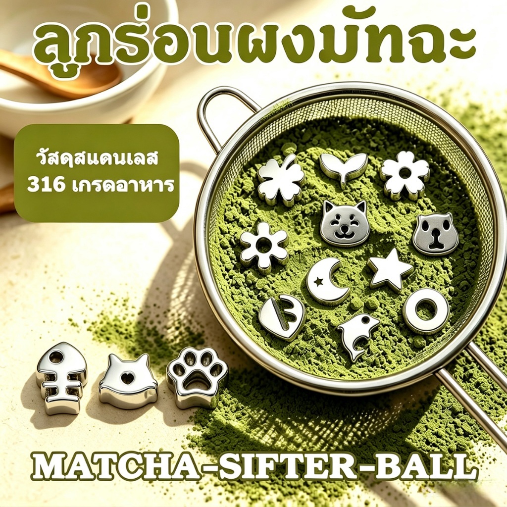สินค้าใหม่ ลูกร่อนผงมัทฉะ วัสดุสแตนเลส 316 เกรดอาหาร ไม่เป็นสนิมง่าย ปลอดภัย ร่อนละเอียดด้วยน้ำหนักที่พอดี