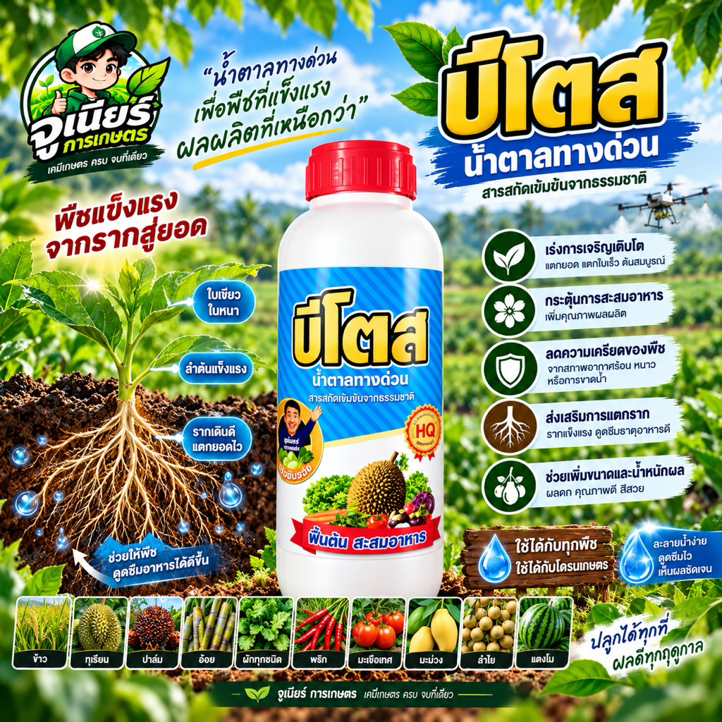 บีโตส น้ำตาลทางด่วน เร่งการเจริญเติบโตของพืช