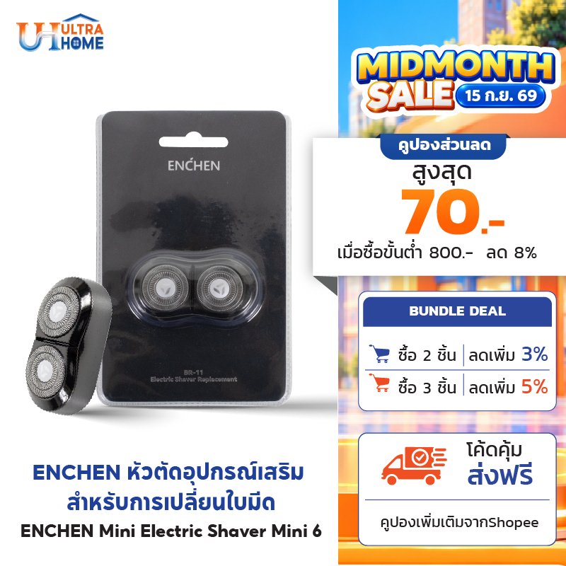 หัวตัดอุปกรณ์เสริม สำหรับการเปลี่ยนใบมีด ENCHEN Mini Electric Shaver Mini 6 ใบมีดเครื่องโกนหนวด ใบมี