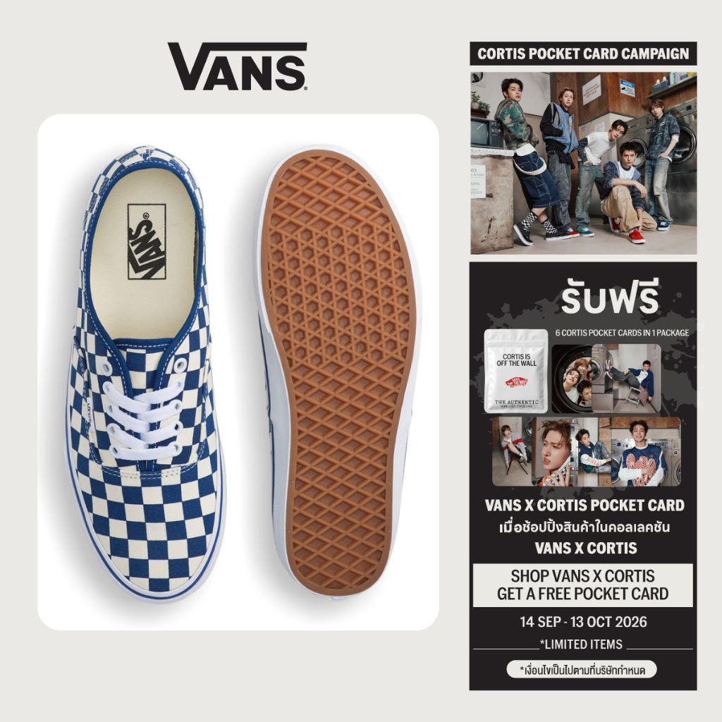 VANS AUTHENTIC - PRIMARY CHECK TRUE BLUE/WHITE รองเท้า ผ้าใบ VANS ชาย หญิง