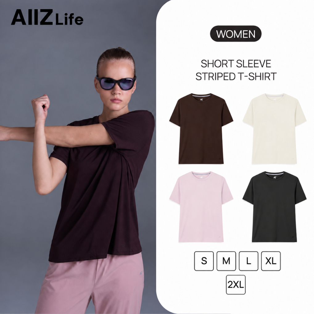 AIIZ (เอ ทู แซด) - AIIZ เสื้อแอคทีฟผู้หญิงคอกลมผ้าตาข่าย
