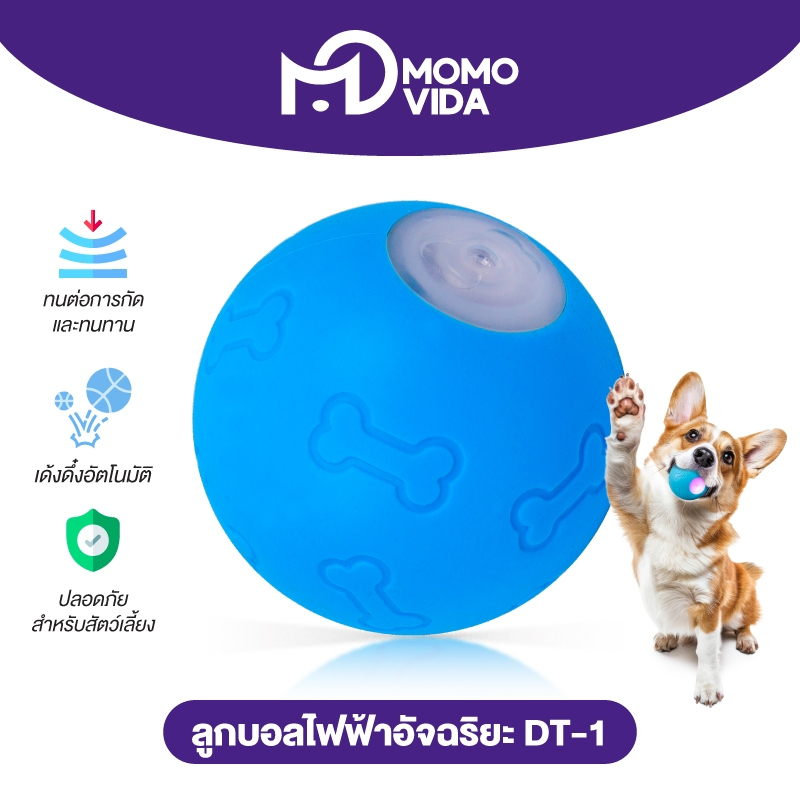 MOMOVIDA  ลูกบอลไฟฟ้าอัตโนมัติ ลูกบอลสุนัข ลูกบอลกลิ้งไฟฟ้าอัตโนมัติ ของเล่นแมวโต้ตอบ ลูกบอลแมว  รุ่นDT-1
