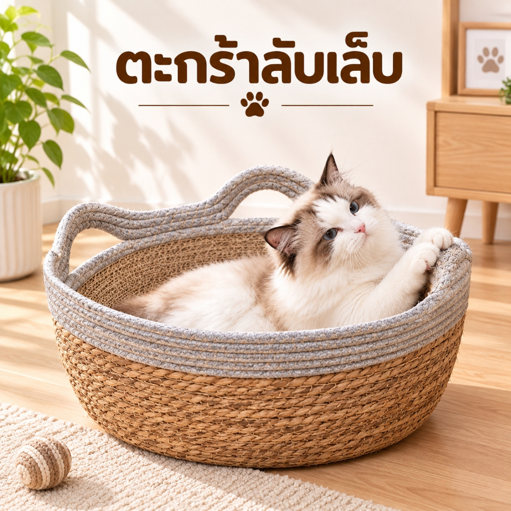 🌵 เบาะนอนแมว ที่นอนแมวสาน เบาะแมว ที่ลับเล็บแมว สไตล์มินิมอล สไตล์ญี่ปุ่น ตะกร้าแมว ตะกร้าหูแมว 🌵