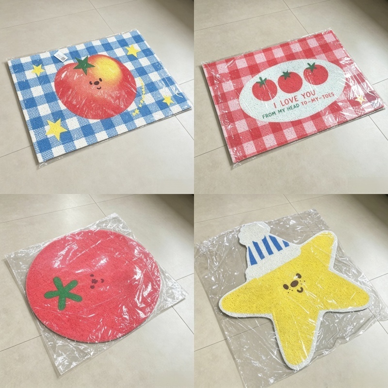 COD พรมเช็ดเท้า PVC ลวดแหวน ลายการ์ตูนน่ารัก ดักฝุ่น ซับน้ำ กันลื่น ทำความสะอาดง่าย ของตกแต่งบ้าน