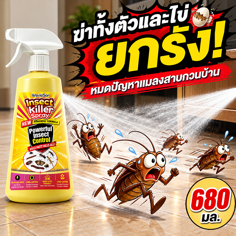 👍พลังการกำจัดแรงขึ้น 200%👍สเปรย์ฆ่าแมลงสาบ กำจัดแมลงสาบ 680ml ยาไล่แมลงสาบ ยาฆ่าแมลงสาบตายยกรัง