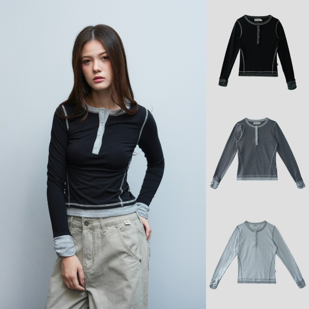 Garcon.dept | Slim layers black Long sleeve shirt I เสื้อเบบี้ทีแขนยาว