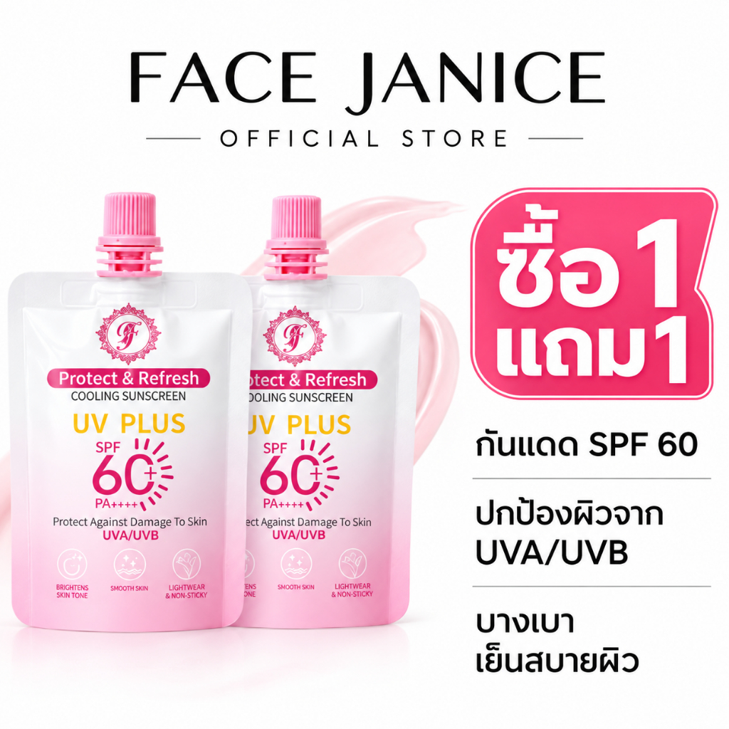 【ชุดสองชิ้น】FJ ครีมกันแดดแบบถุง คุมมัน SPF60+ PA+++ กันน้ำ เนื้อบางเบา ซึมไว ไม่เหนียวเหนอะหนะ ผิวดูกระจ่างใส