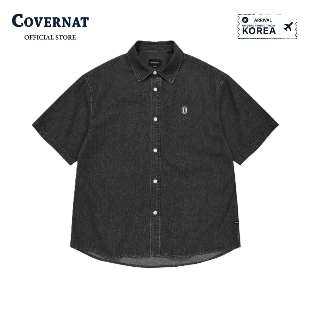 COVERNAT เสื้อเชิ้ต รุ่น Cornmill C Logo Denim Short-Sleeve Shirt Black (70081SDNSSU_S6BKXX)