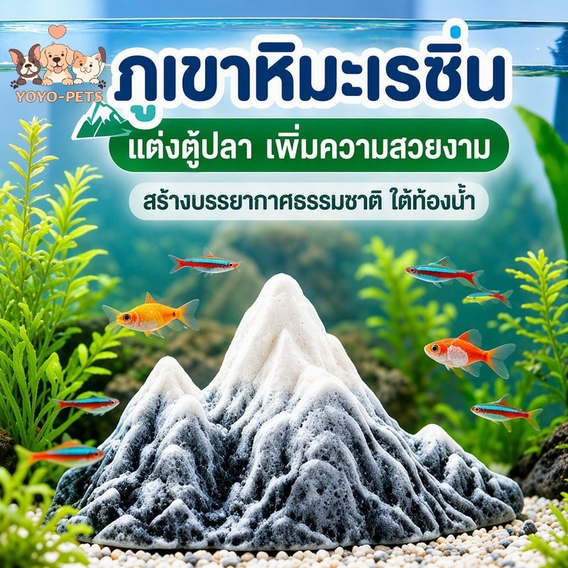 ของตกแต่งตู้ปลา ปั้นภูเขาหิมะ ตกแต่งตู้ปลาสร้างสรรค์ S/M/L วัสดุเรซิน ไม่มีการเปลี่ยนสี