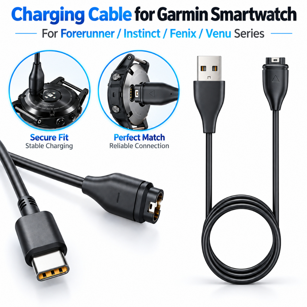 สายชาร์จนาฬิกาสำหรับ Garmin Fenix 8 6 6s 6X 7X 7 7s Epix 5 5S 5X Instinct/Vivoactive 3 4 5 Forerunner 165 55 แท่นชาร์จ