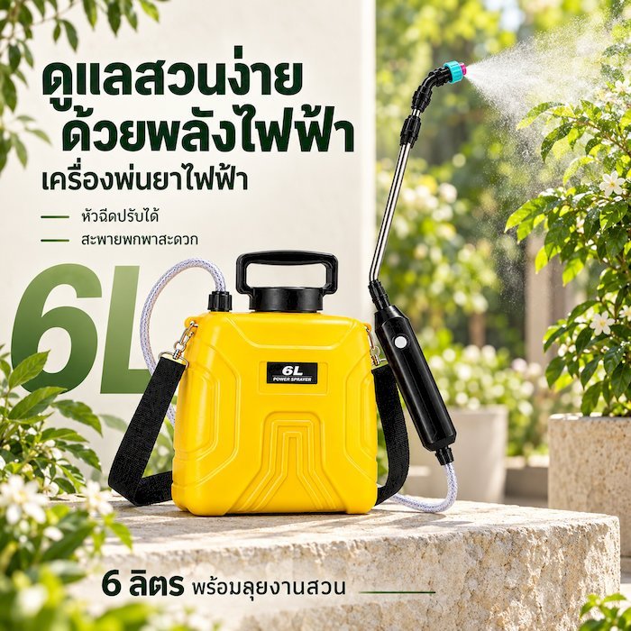 เครื่องพ่นไฟฟ้า ถังพ่นยา 6L/9L สเปรย์ 3 โหมด ใช้พ่นยา รดน้ำสนามหญ้า ดอกไม้ สวน แถมหัวสเปรย์ฟรี
