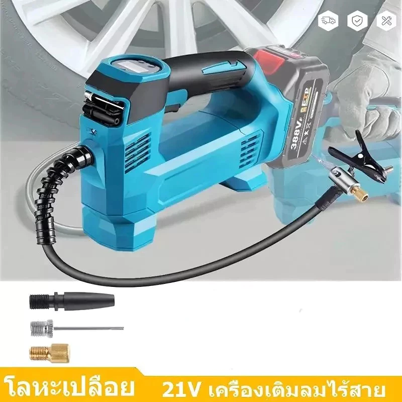 Makita DMP100 ปั๊มลมไร้สายแบตเตอรี่ลิเธียมแบบชาร์จไฟได้ยางรถยนต์เครื่องเติมลมไฟฟ้าแบบพกพาขนาดเล็กสําหรับยางรถยนต์