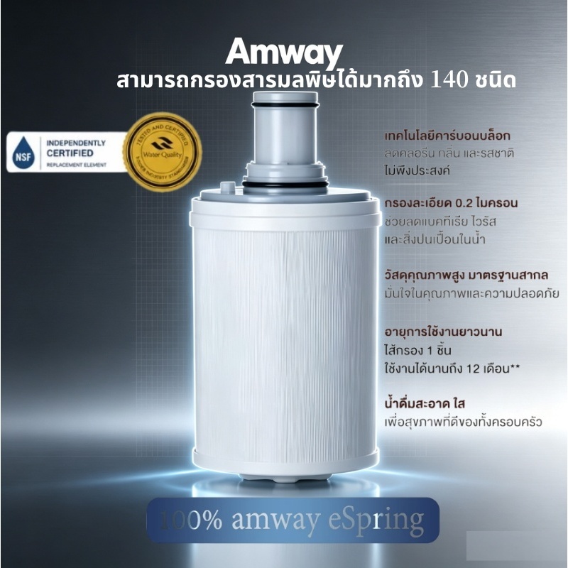 จัดส่งทันที ไส้กรองเครื่องกรองน้ำประสิทธิภาพสูง Amway eSpring ไส้กรองสำรองสำหรับเครื่องกรองน้ำใช้ในบ้าน รับประกันสินค้าแ