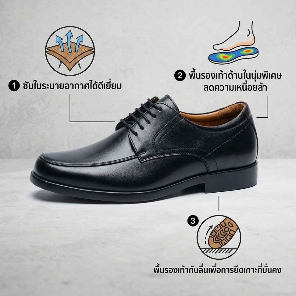 HEAVY SHOES حذاء جلد بقري برباط VB8173 — أسود — صورة 6